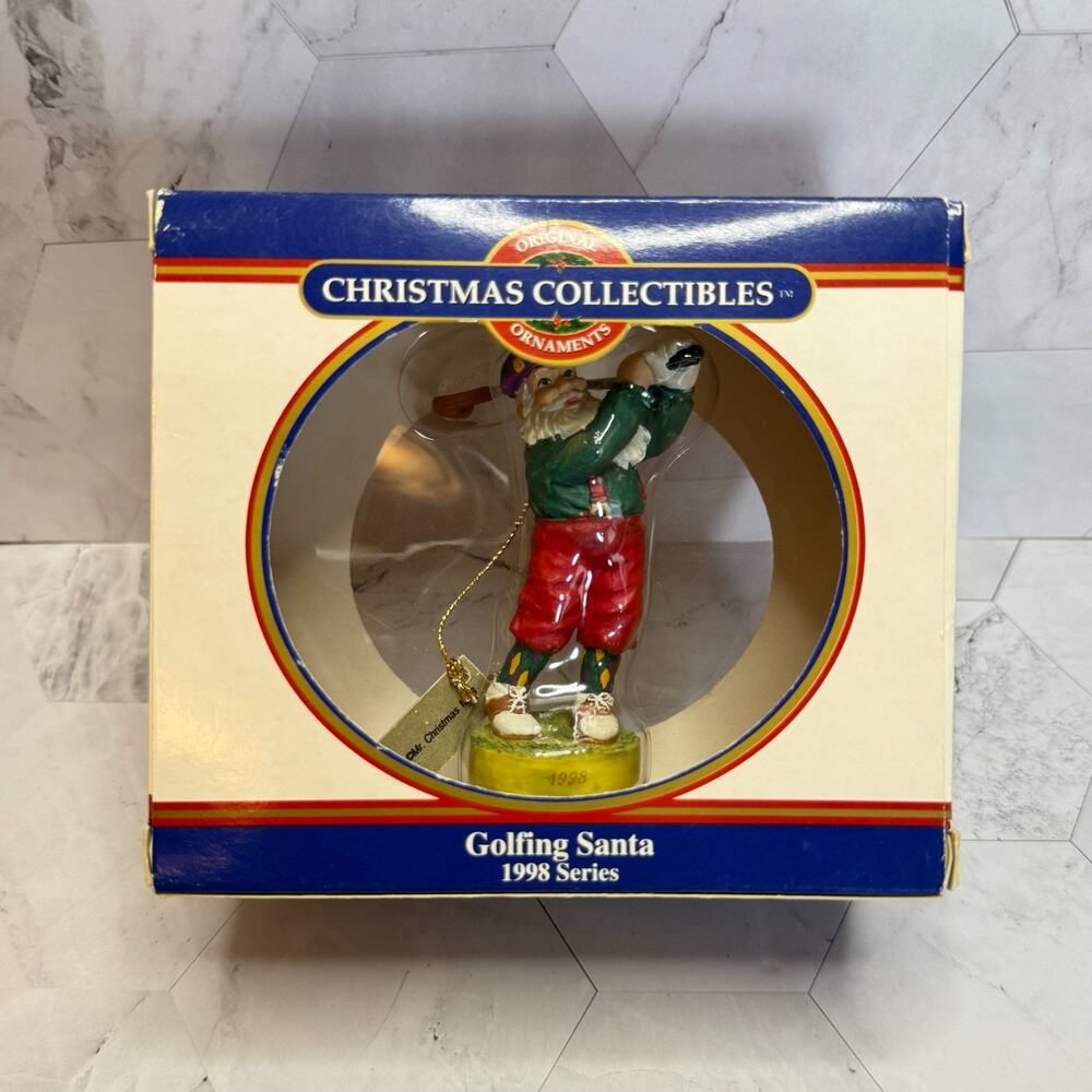 Christmas Collectibles Santa Golfing Ornament 1998 Limited Edition NOS